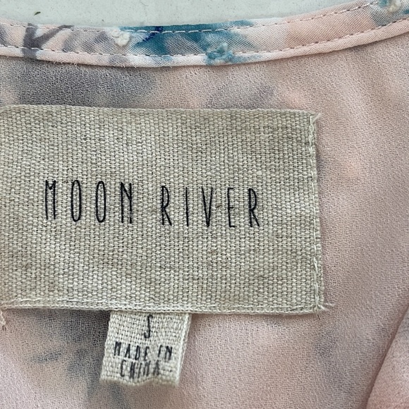 Anthropologie🌸Moon River Eyelet Peplum Light pink/Blue Floral Cold Shoulder -S - Picture 10 of 10